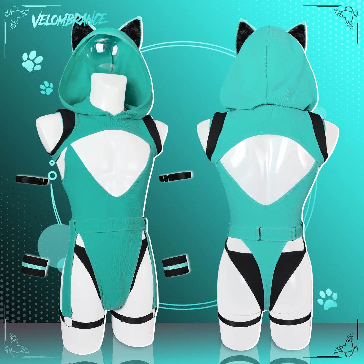 Minty Meow Bodysuit (5-Piece Set) AS46