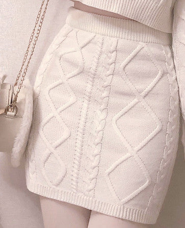 Cute Knitted two-piece sweater + skirt PL52837