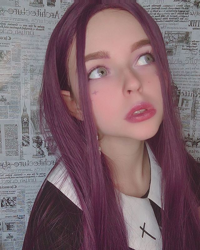 Purple long straight wig PL50250
