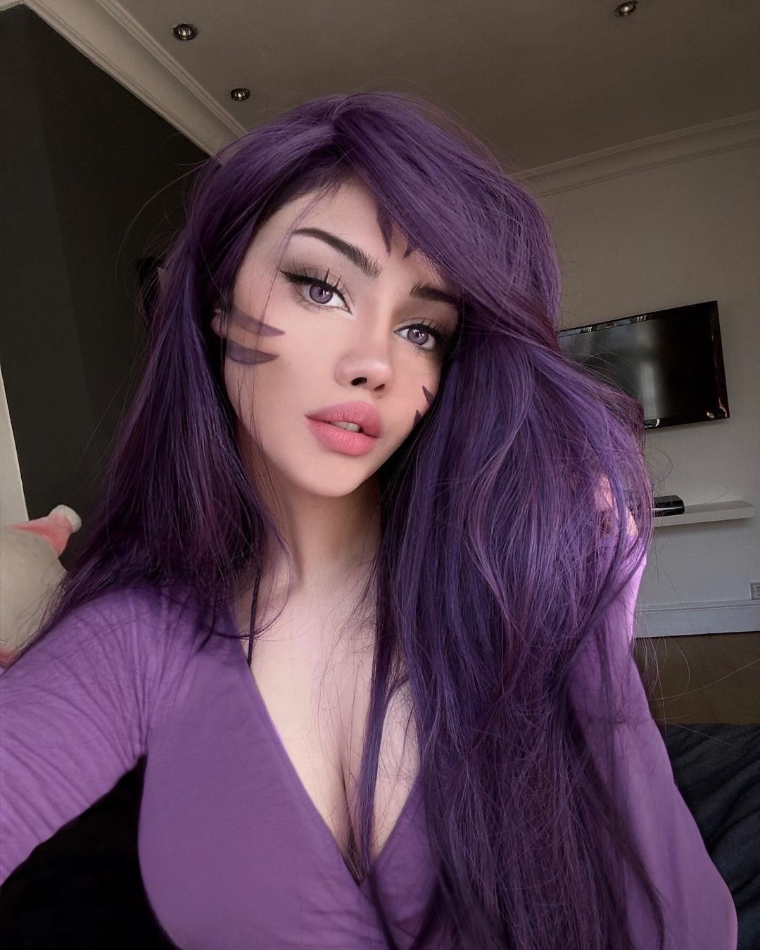 Purple long straight wig PL50250