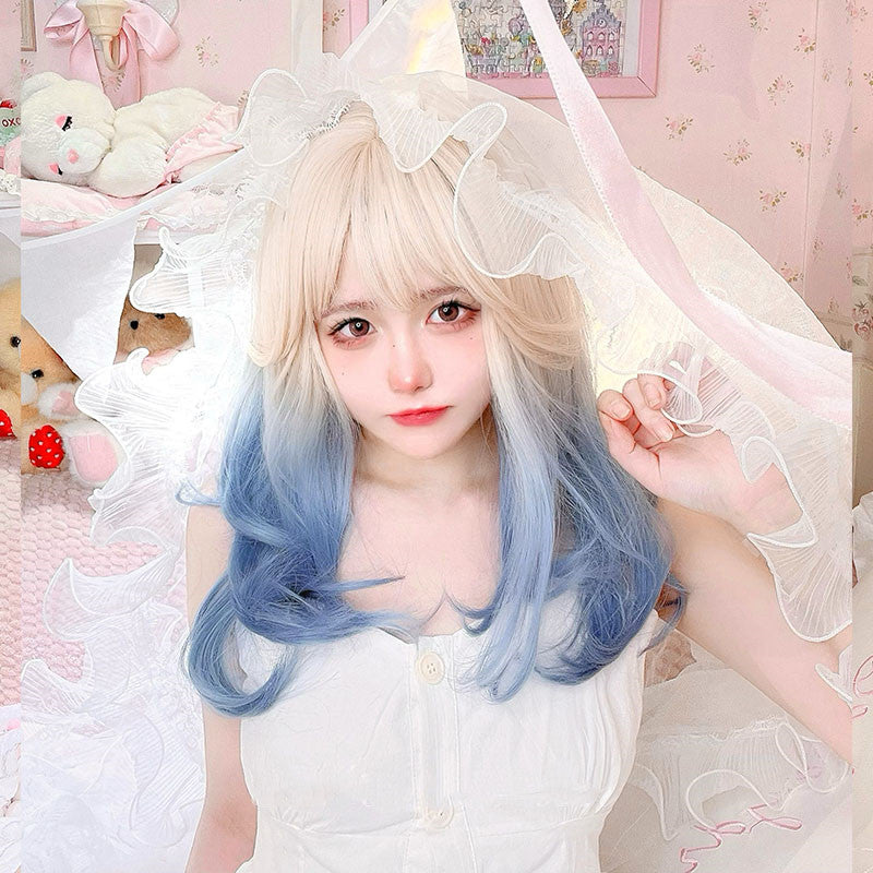 Harajuku gradient long curly wig PL52414
