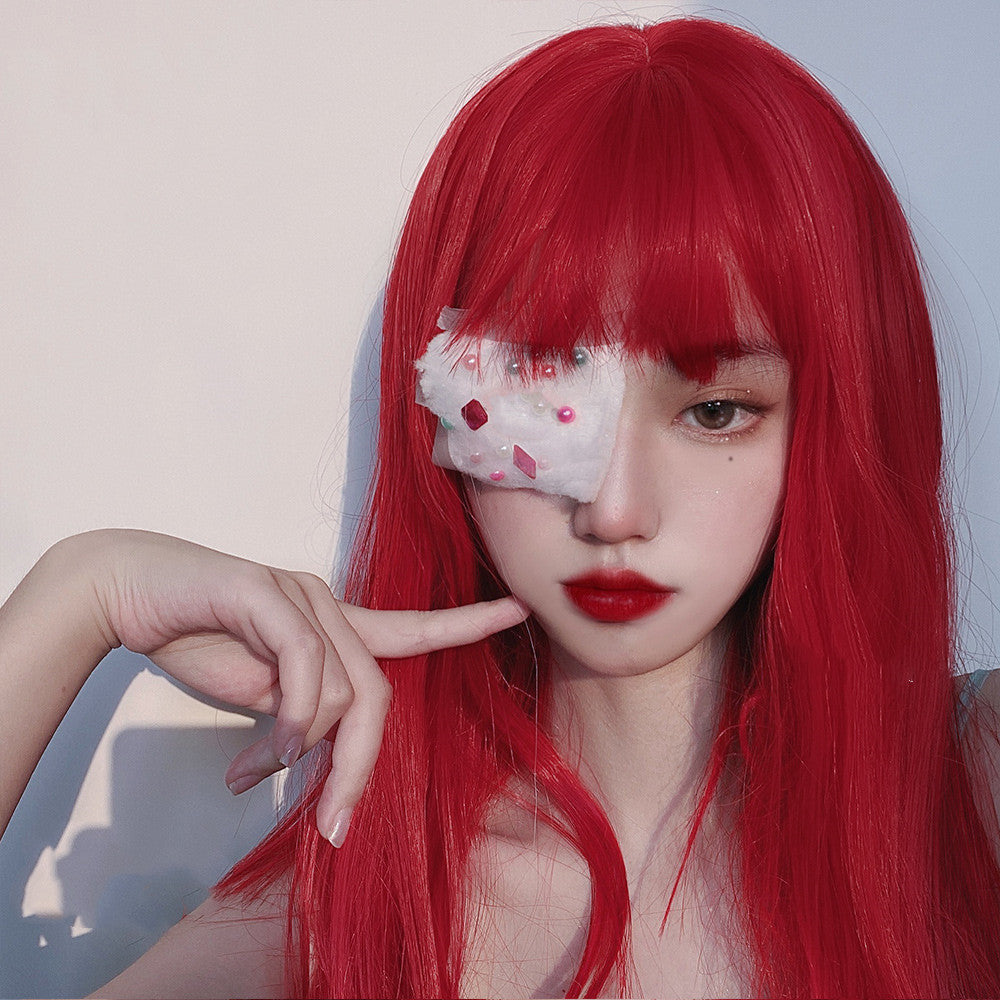 red long straight wig PL52609