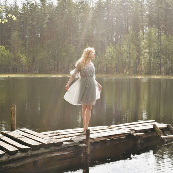 Lolita Lantern Sleeve Gauze Dress PL20044