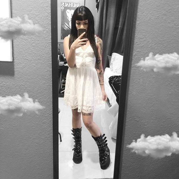 Sexy white lace harness dress PL10063