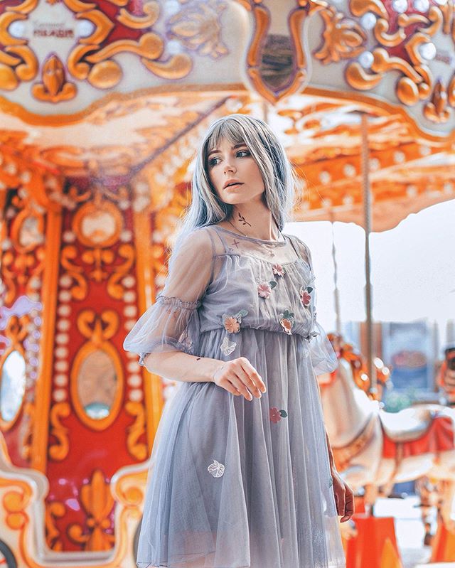 Lolita Lantern Sleeve Gauze Dress PL20044
