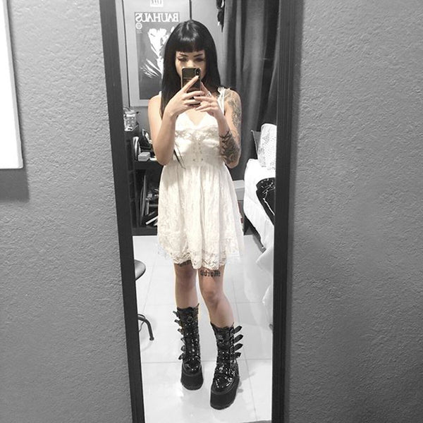 Sexy white lace harness dress PL10063