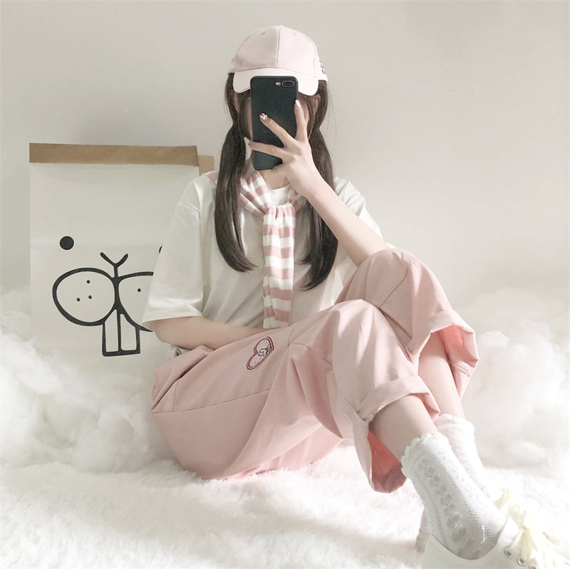Cute bunny embroidered casual pants PL52535