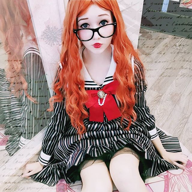 Cute orange curly hair wig PL20590