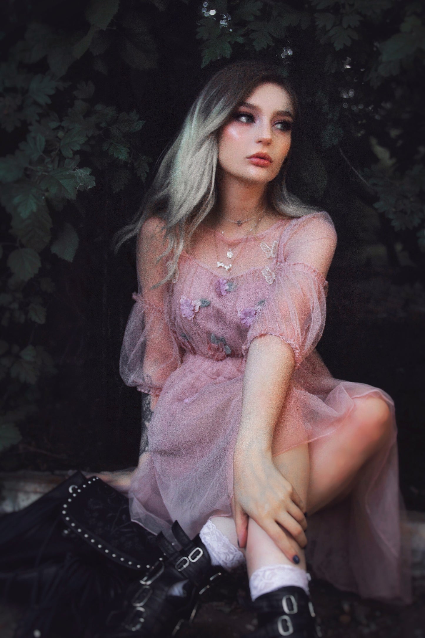 Lolita Lantern Sleeve Gauze Dress PL20044