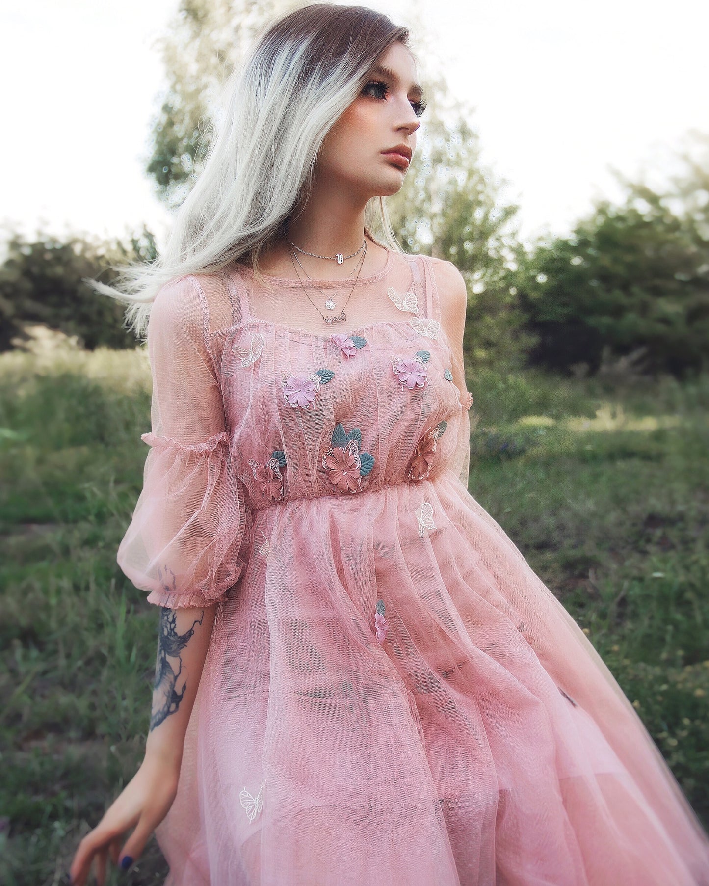Lolita Lantern Sleeve Gauze Dress PL20044