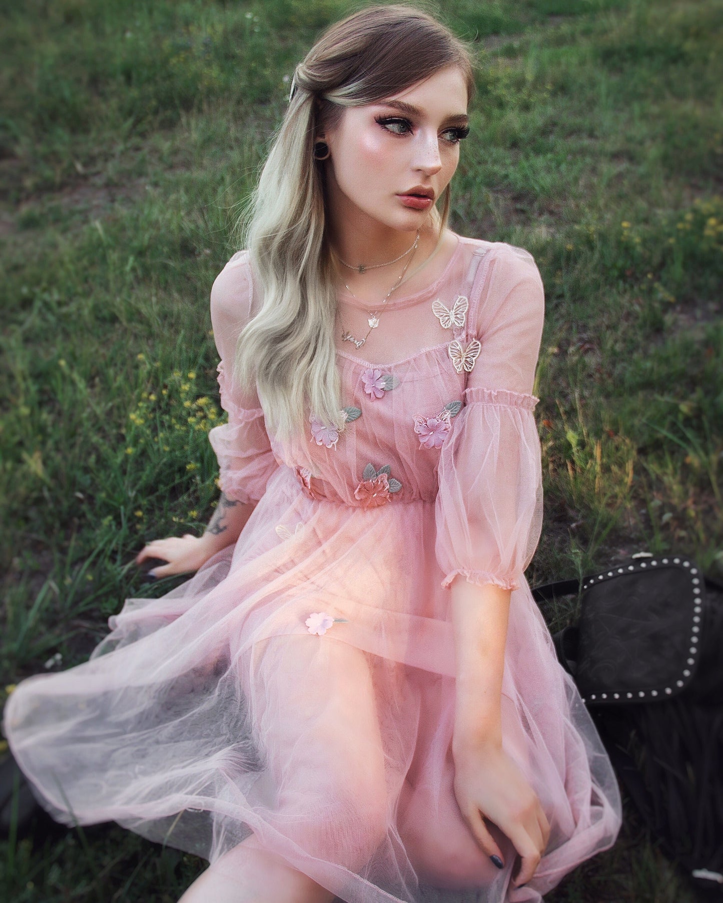 Lolita Lantern Sleeve Gauze Dress PL20044