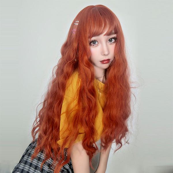 Cute orange curly hair wig PL20590