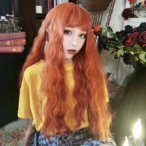 Cute orange curly hair wig PL20590