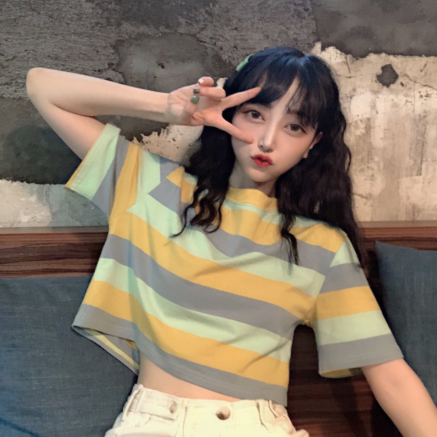 Striped short-sleeved T-shirt PL20426
