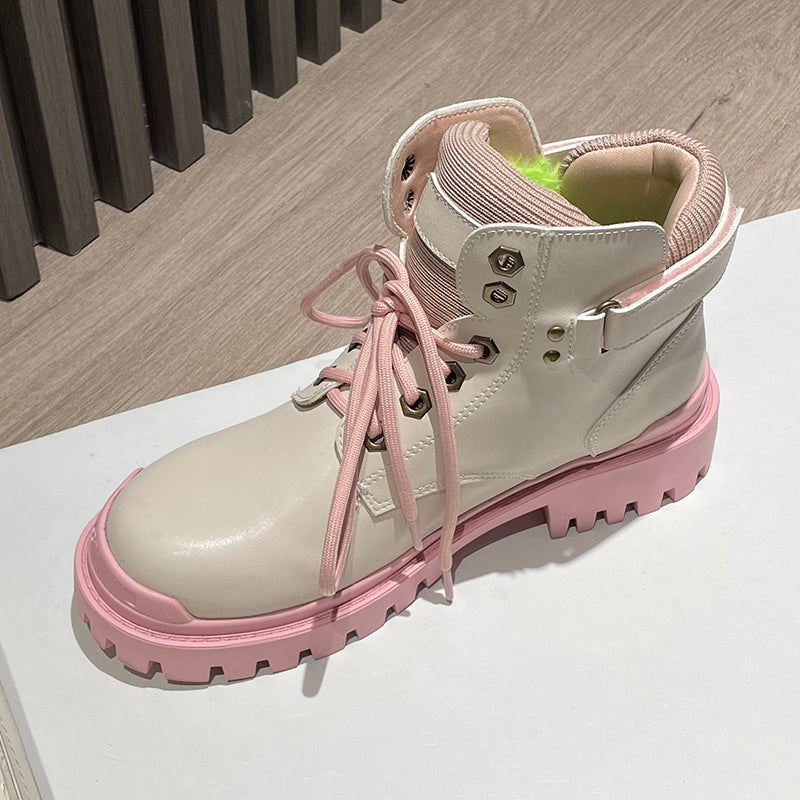 Pink short barrel Martin boots PL52531