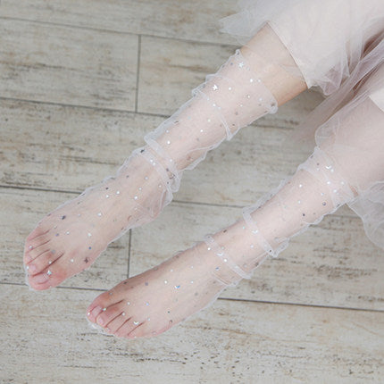 Star lace tulle socks(3 pairs) PL20092