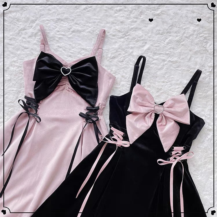 large bow suspender dress PL52591