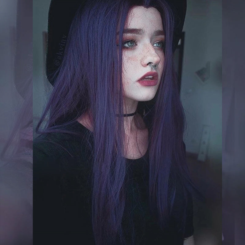 Purple long straight wig PL50250