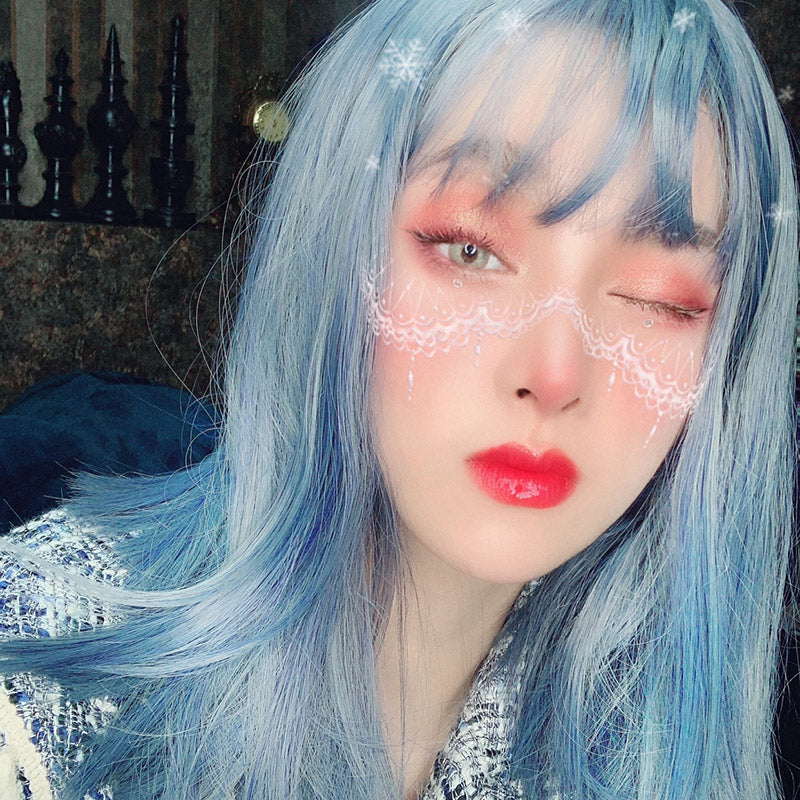 Gray-blue wig PL21055