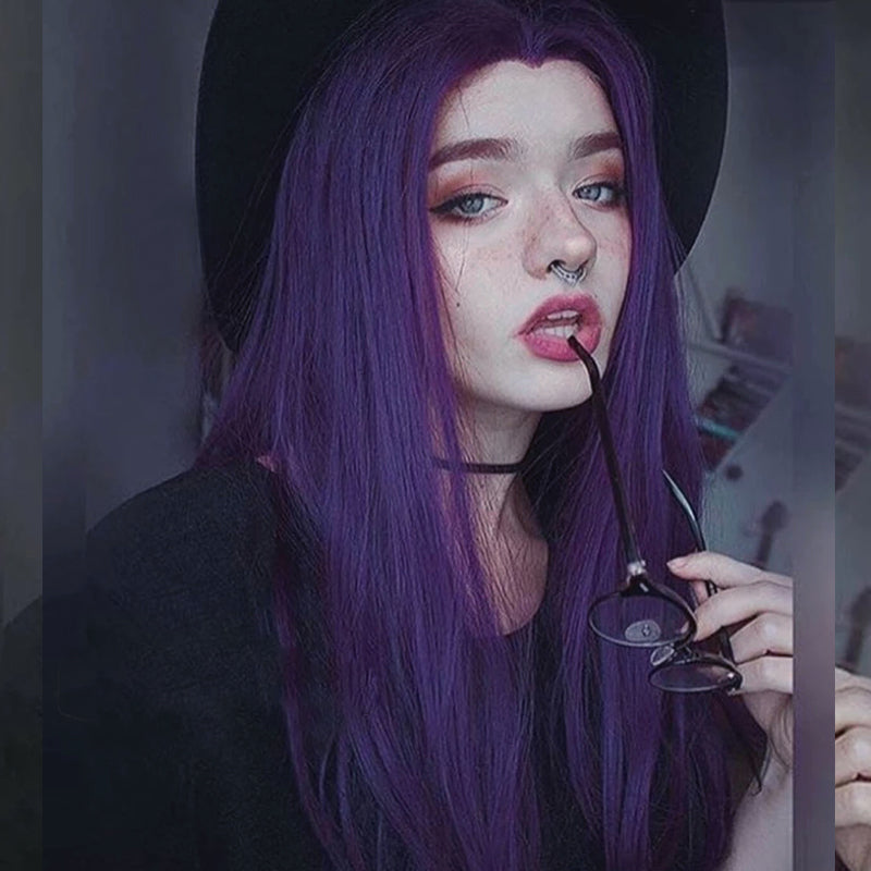 Purple long straight wig PL50250