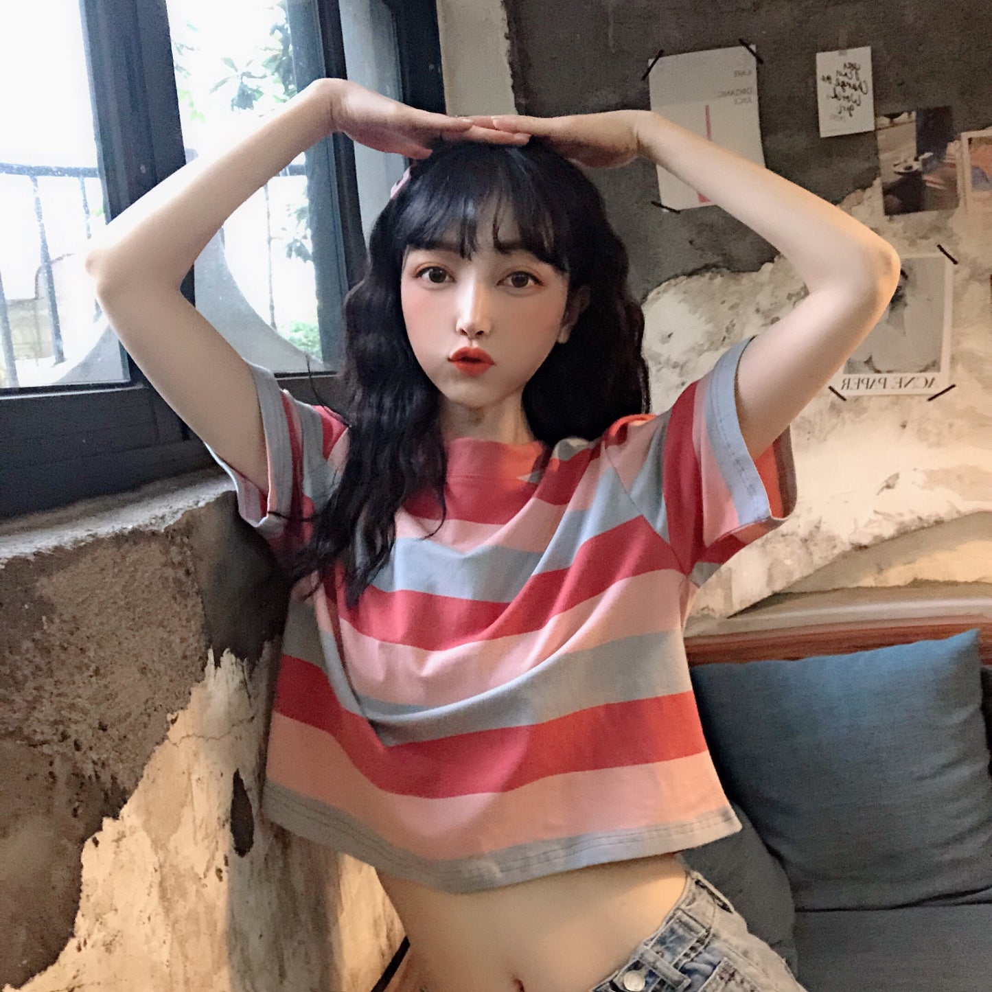 Striped short-sleeved T-shirt PL20426