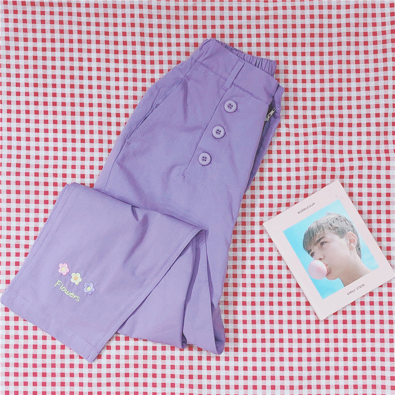 Embroidered casual pants PL20639