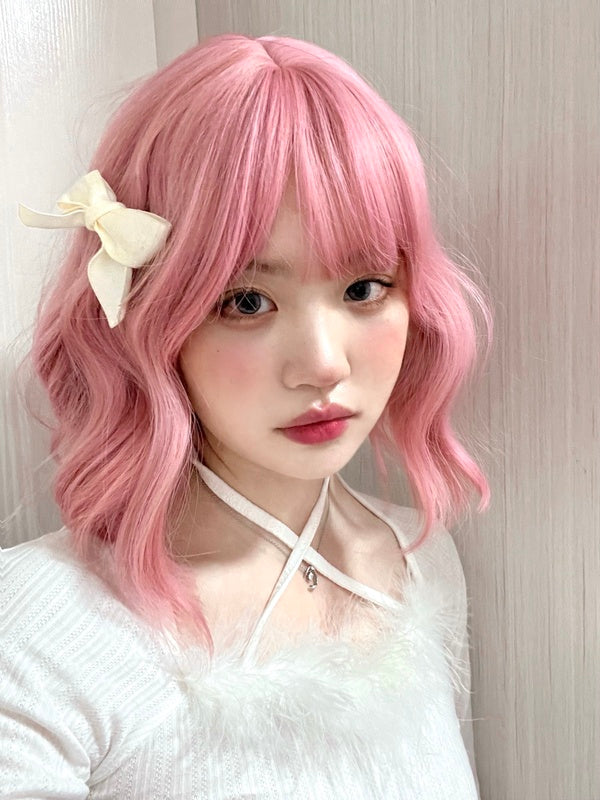 Pink Short Curly Hair Wig PL52421