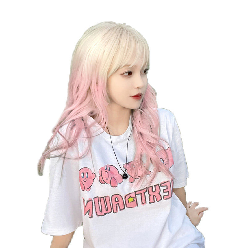 White Gold Gradient Pink Wig PL52427