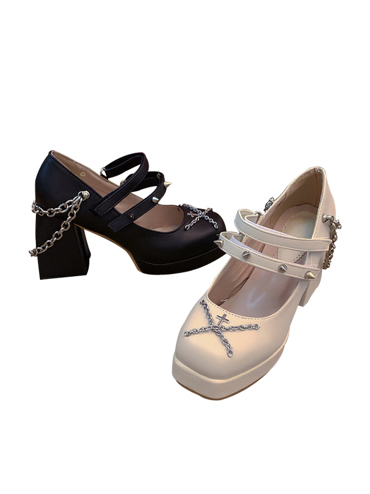 solid color chunky high heels PL52250