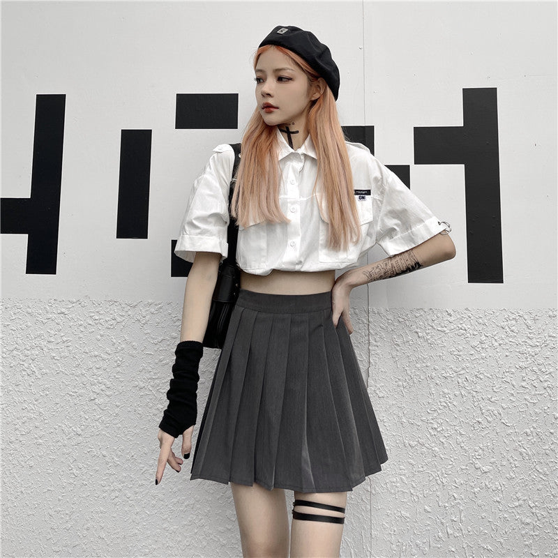 Harajuku Grey Pleated Skirt PL52435