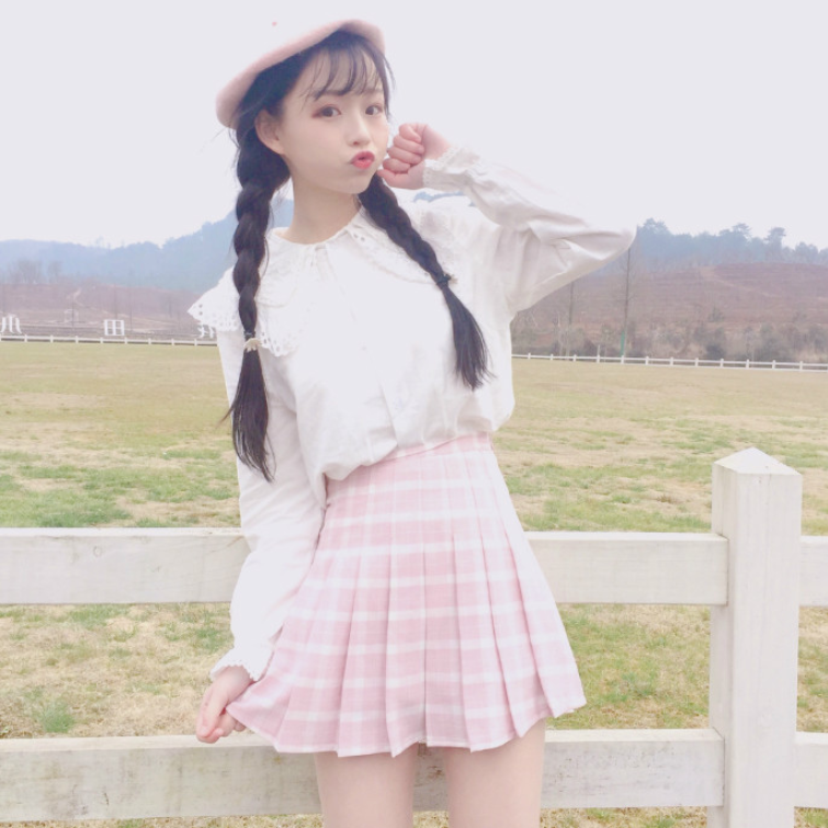 Lolita high waist plaid skirt PL20510