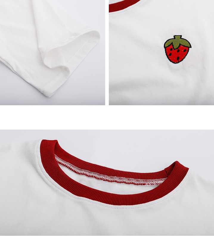 Embroidered stitching T-shirt PL20411