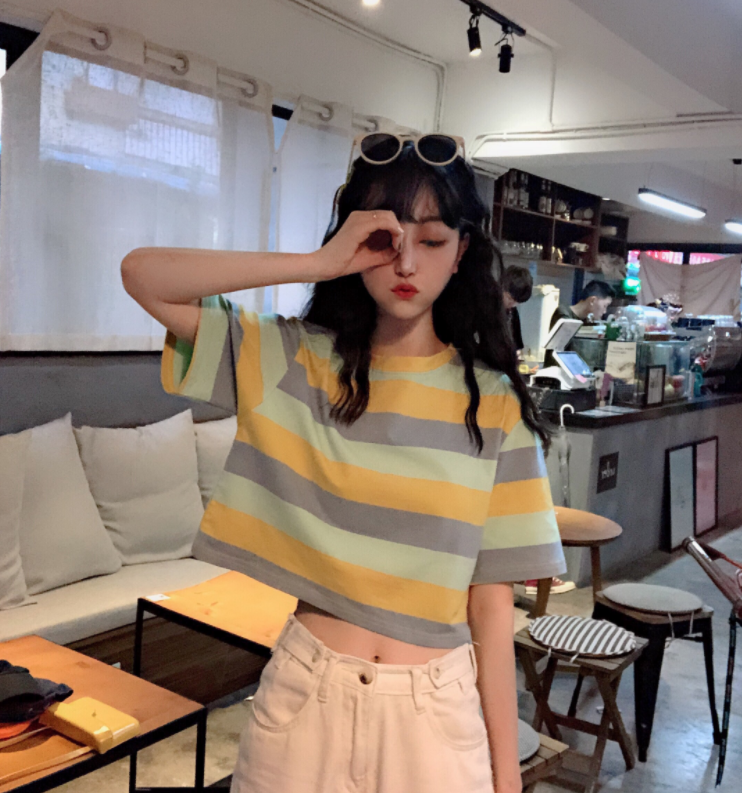 Striped short-sleeved T-shirt PL20426