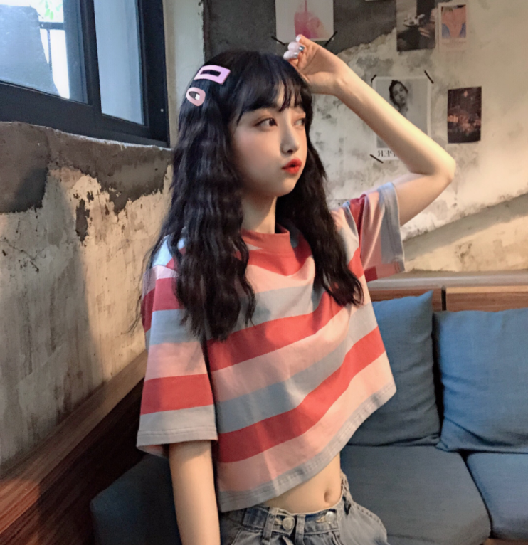 Striped short-sleeved T-shirt PL20426