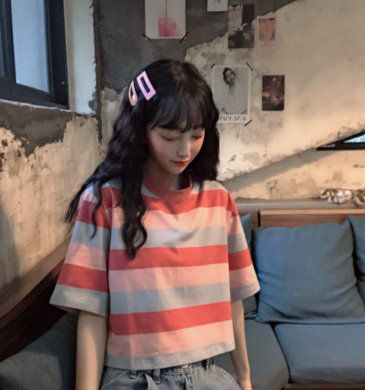 Striped short-sleeved T-shirt PL20426