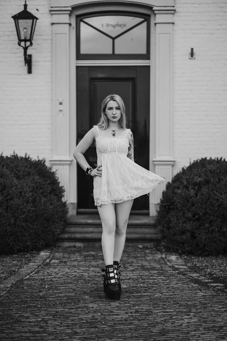 Sexy white lace harness dress PL10063