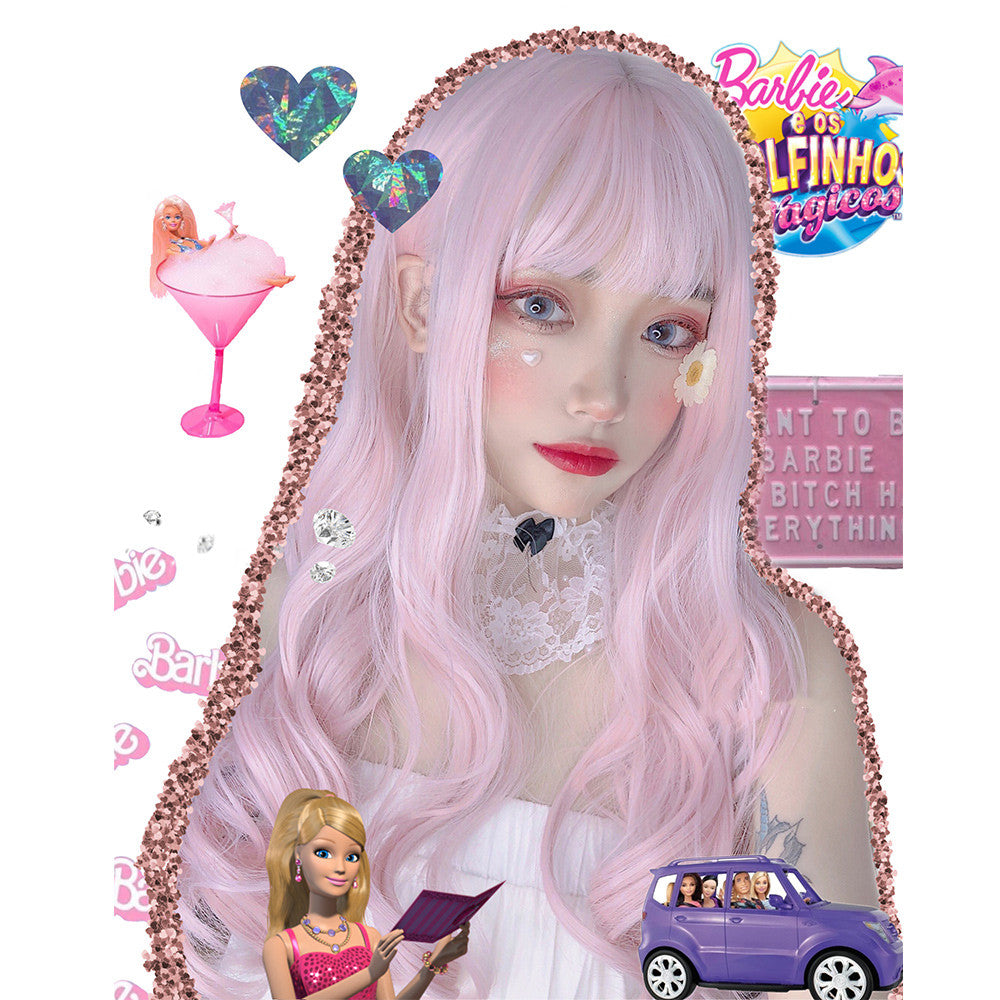 Cherry Blossom Pink Long Curly Wig PL52437