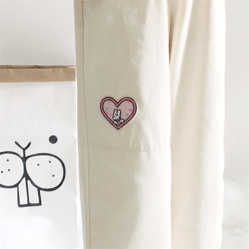 Cute bunny embroidered casual pants PL52535