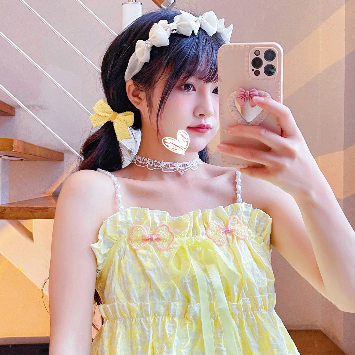 Yellow Puffy Slip Dress PL52496