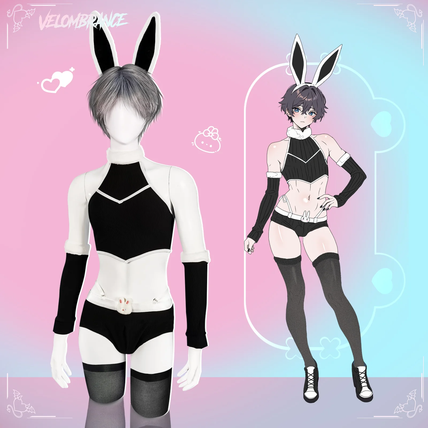 Cosplay Cute Bunny Ear Knitwear (5-Piece Set）AS06