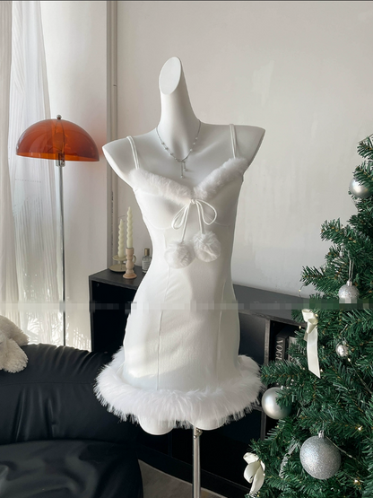 White Plush Dress PA10234