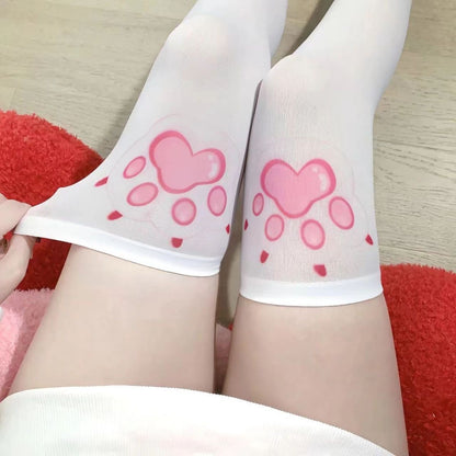 Cute cat claw white stretch stockings PA20003
