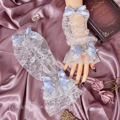 Lolita Bow Rhinestone Heart Lace Sleeves PA20190