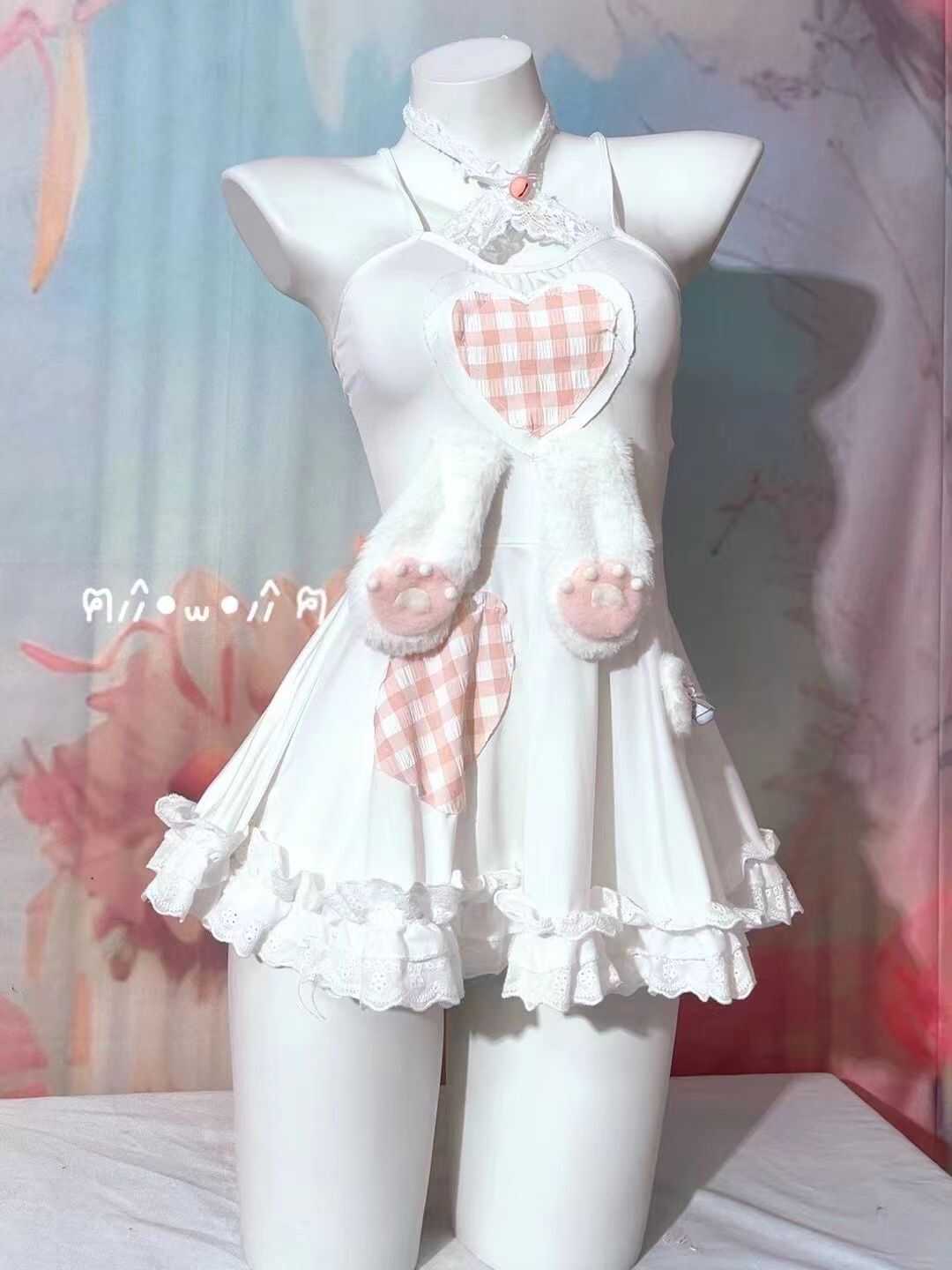 White Plush Dress PA10216