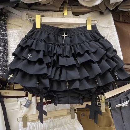 Dark Gothic Cross Fluffy Skirt Set PA20326