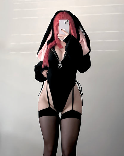 Bunny Ear Hoodie Bodysuit KO64