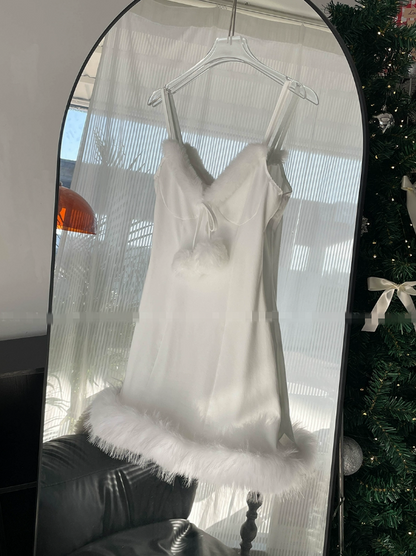 White Plush Dress PA10234