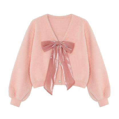 Pink Bow Short Knit Sweater PL52775