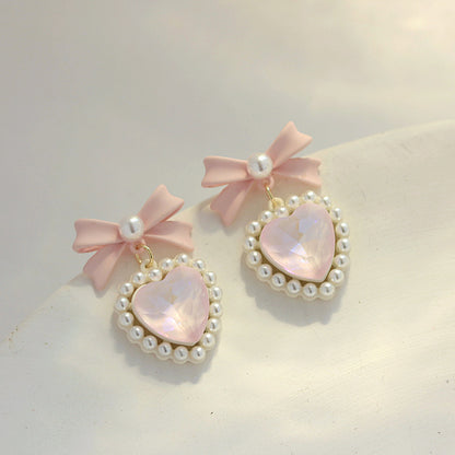 Heart Bow Pearl Earrings PL52956
