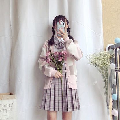 New long-sleeved plaid knitted jacket PL51512